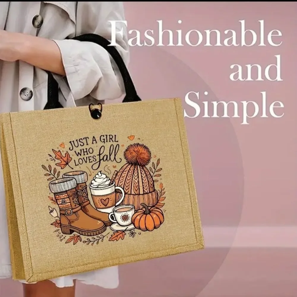 Charming Fall Tote Bag - Brown and Makeup Bag